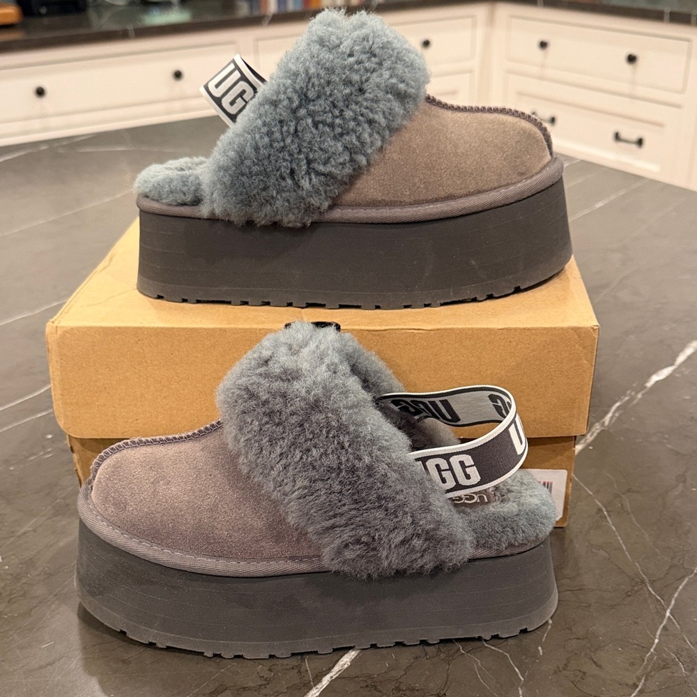 UGG women’s Funkette charcoal mules. Almost new